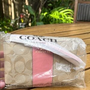 Coach Tan and Pink Wristlet